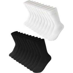 Women Crew Cotton Socks Long Soft Thin White  and Black Socks 3-12 Pack